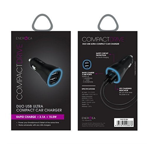 Energea Compact Drive DUO USB Car Charger 3.1A . 15.5W