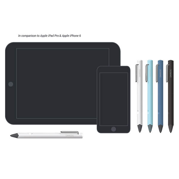Wacom LP-170E-0S Pen with eraser for Bamboo (Silver/Black), Black Nibs (5pack)